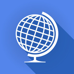 Long shadow icon with a world globe