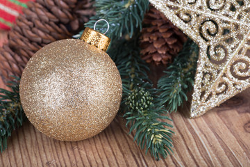 Gold Christmas Ball Closeup