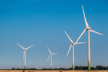 Wind turbines generating electricity