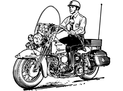 police officer riding vintage motorcycle clip art preview