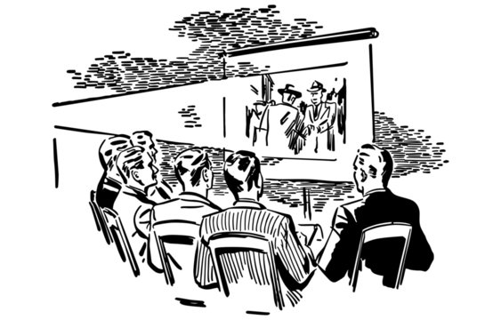 recommend clip art: Men Watching Movie