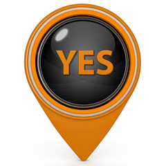 yes pointer icon on white background