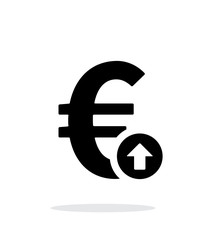 Euro exchange rate up icon on white background.