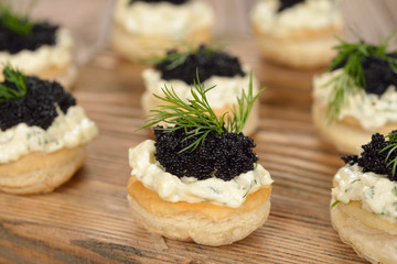 Canape with caviar