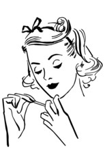 Lady Doing Her Nails
