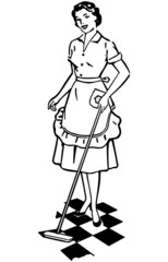 Lady Cleaning Floor