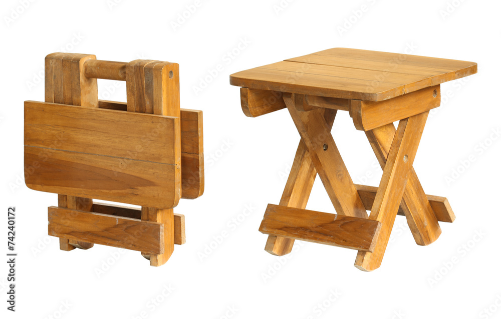 Wall mural wooden folding chair isolated on white background