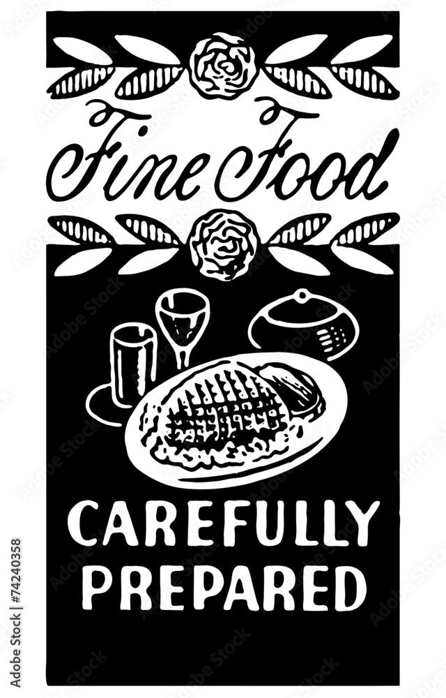 Poster fine food carefully prepared 2