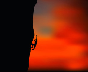 illustration of senior climber man silhouette