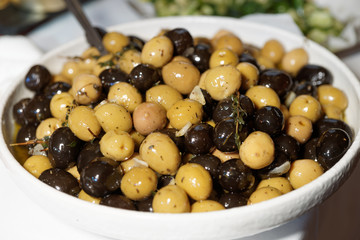 Marinated olives in bowl
