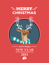 Festive reindeer with message vector