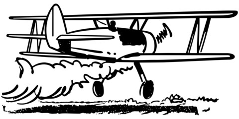 Crop Dusting Biplane © RetroClipArt