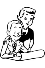 Couple Studying Blueprint