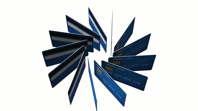 credit card concept rotating in the space  three dimension