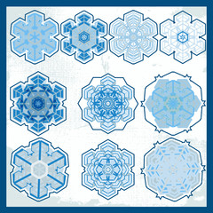Snowflake winter set, vector