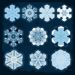 Snowflake winter set, vector