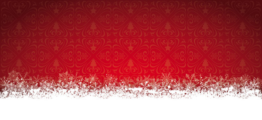 Long Red Christmas Card Snowflakes