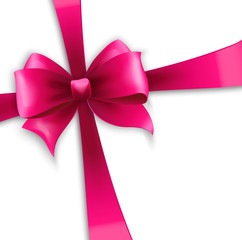 Invitation card with pink holiday ribbon and bow