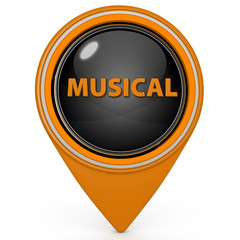 Musical pointer icon on white background