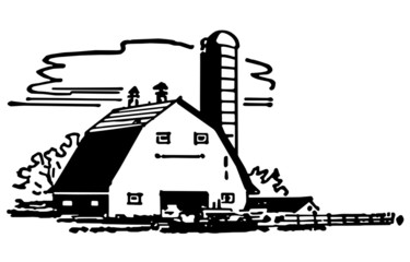 Barn And Silo © RetroClipArt