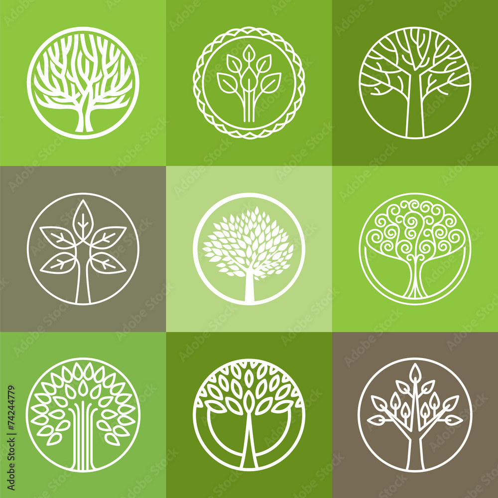Poster vector tree logo set