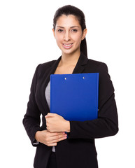 Businesswoman hold with clipboard