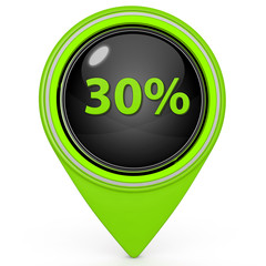 Thirty percent pointer icon on white background
