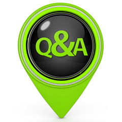 Q&A  pointer icon on white background