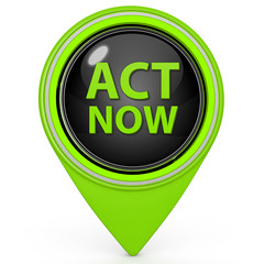 Act now pointer icon on white background