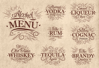 Set alcohol menu retro
