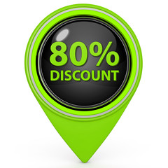 Discount eighty percent pointer icon on white background