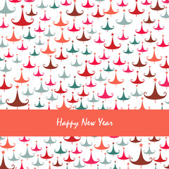 Happy new year pine tree greeting card