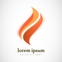 Vector logo design template. Abstract fire wave shape. Business,