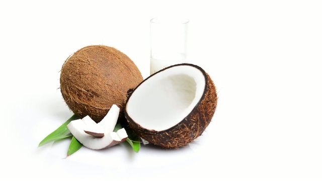 coconut rotating on white background