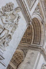 Close up details the Arc de Triomphe in Paris