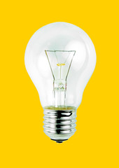 Light bulb isolated on yellow background.