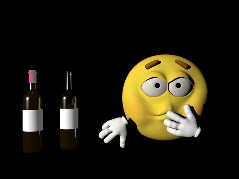 Emoticon sick person of the alcohol - 3d render