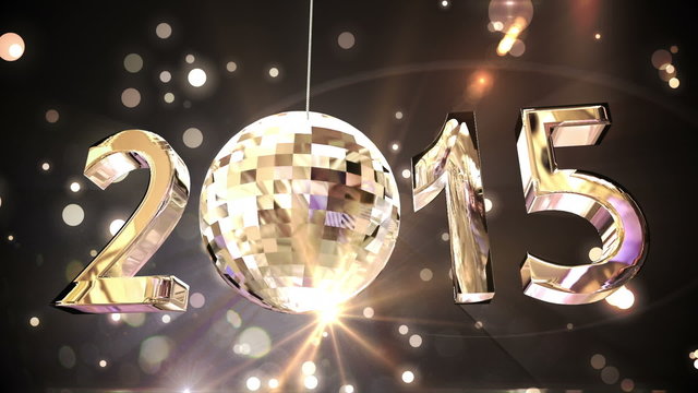2015 with spinning disco ball