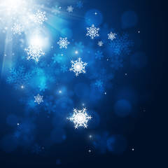 Fototapeta na wymiar Christmas Snow Blue Card