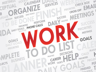 Word cloud of WORK related items, vector background
