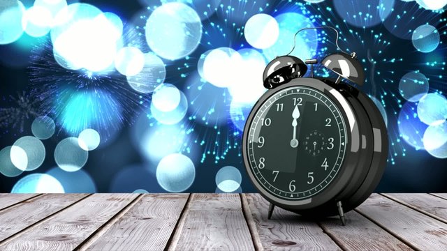 Alarm clock counting down to midnight for new year