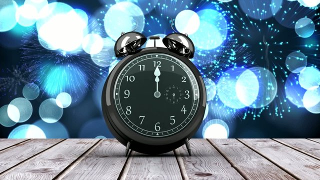 Alarm clock counting down to midnight for new year