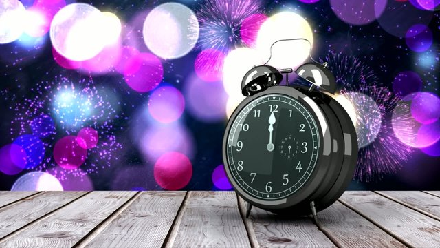 Alarm clock counting down to midnight for new year