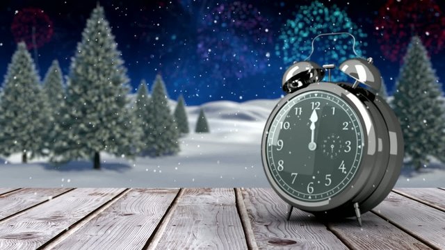 Alarm clock counting down to midnight for new year