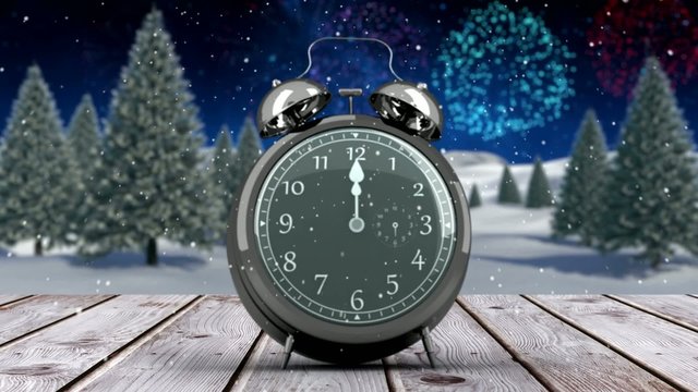 Alarm clock counting down to midnight for new year