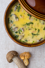 mushroom soup in bowl