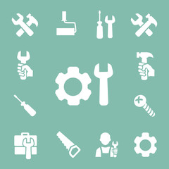 working tools isolated icons set of hammer wrench screwdriver