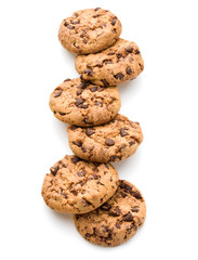 Chocolate cookies isolated on white background cutout