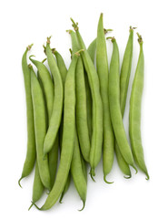Green beans handful isolated on white background cutout