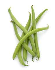 Green beans handful isolated on white background cutout
